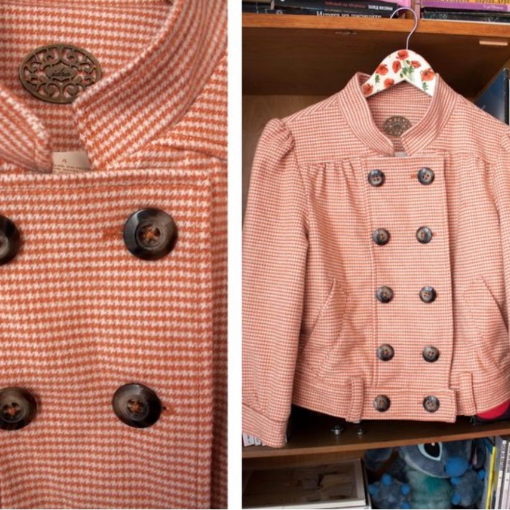 Idra orange and cream short jacket size 10 anthropology